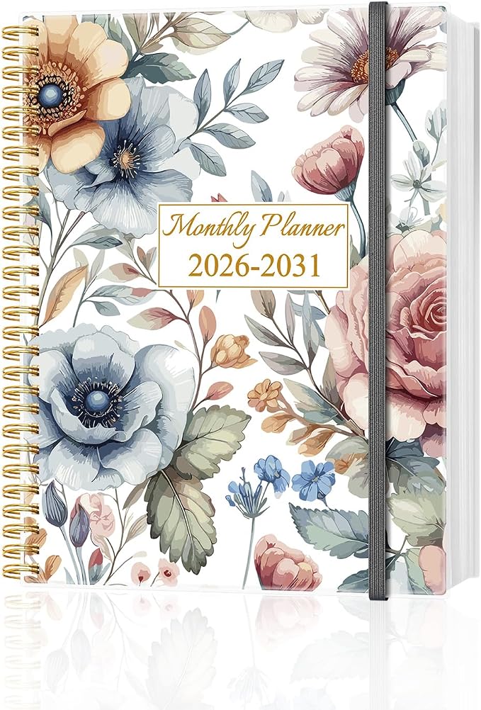 2026-2031 Monthly Planner - 60 Month PLanner Calendar from July 2026 to June 2031, 5 Year Planner 2026-2031 with Flexible Cover, Inner Pocket, Perfect for Home | School | Office, 8.5" x 11", Colorful Large Flower