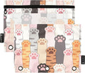 Cat Paw Prints Pencil Pouch for 3 Ring Binder, 2 Pack Waterproof Pencil Bags Clear Window Pencil Case Zipper School Office Supplies