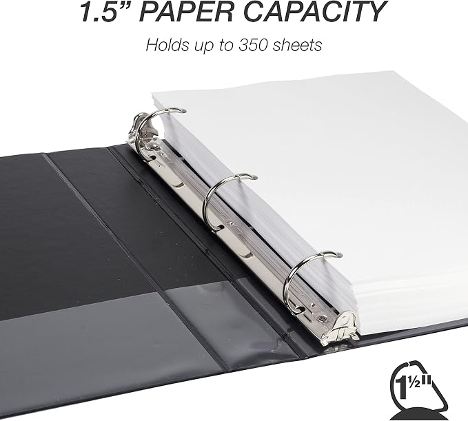 Samsill Durable 1.5 inch 3 Ring Binder, D Ring Binder, 100% Recycled Chipboard, Basic Assortment, 12 Pack