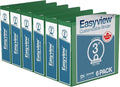 Easyview Premium 3-Ring Binders with Clear-View Covers and Round Rings, Binders for School or Office, 3 Inch, Pack of 6, Green