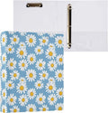 Flower Daisies Floral 1.5 Inch 3 Round Ring Binders with Pocket Clip, Holds 200 Sheets Documents for Office Classroom Student Organization Hard d Ring Binders with Printed
