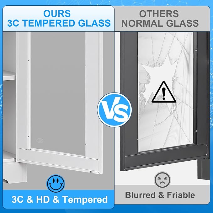 Polup 71" White Metal Glass Display Cabinet with Security Lock | 5-Tier Curio Case & Tempered Doors, 4 Adjustable Shelves, Heavy-Duty China Storage for Living Room, School & Commercial