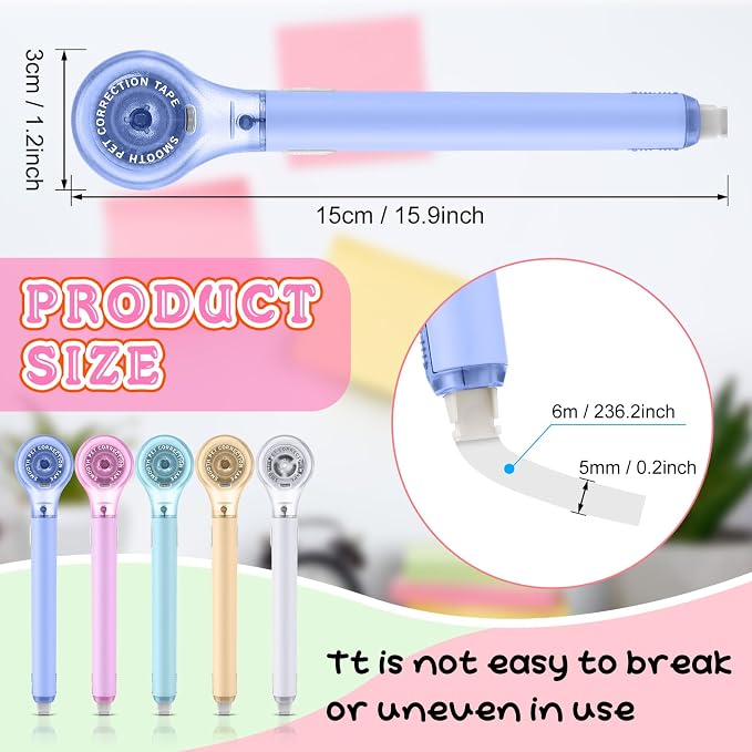 Gersoniel 25 Pack Correction Tape Pen for School Office,Macaron Color
