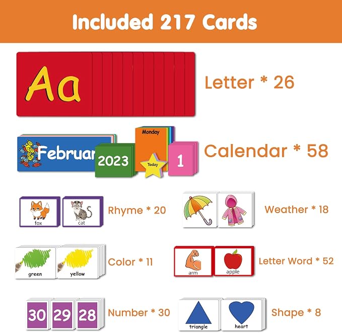 Auchq Circle Time Learning Center Cards Set Including Calendar Weather Letter Counting Rhyme Color Shape.