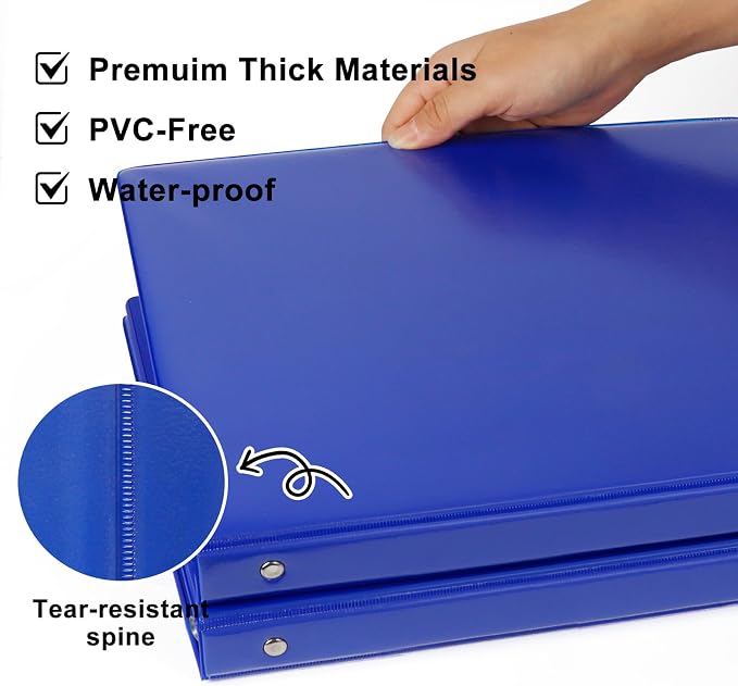 CIXILDTS 0.5-inch Round Ring Binder, Durable 1/2" 3 Ring Binder Fit Letter Size Paper, Blue, 6-Pack