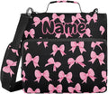 Custom Pink Bow Black Background 3 Ring Binder Bag 1.5 inch Personalized Name Binder Organizer 500 Sheet Documents Storage for School Office