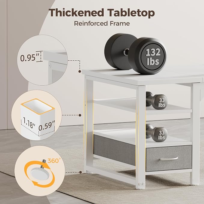 63 in Computer Desk with Drawer, 1" Thick Reversible Office Desk | Large Modern Writing Table with Storage Shelves, Heavy Duty Industrial Executive Desk for Home Bedroom Study Work
