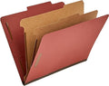 Amazon Basics Classification Folder with Prongs, Pressboard, 2 Dividers, 2-Inch Expansion, Letter Size, Red, Pack of 10, for Organizing Documents