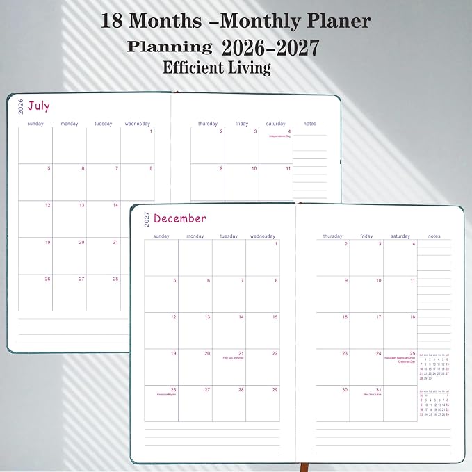 Planner 2026-2027, Weekly Monthly Academic Calendar Book, 8.26" x 5.9"