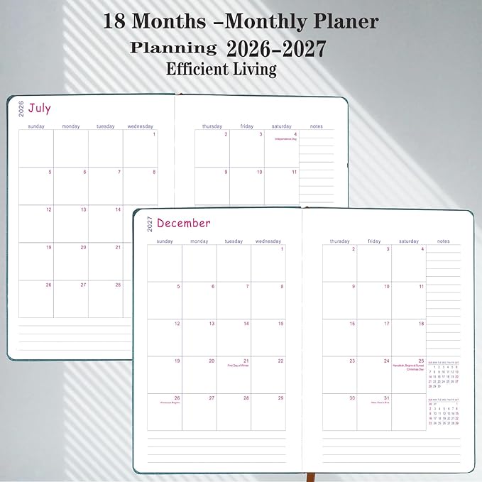 Planner 2026-2027, Weekly Monthly Academic Calendar Book, 8.26" x 5.9"