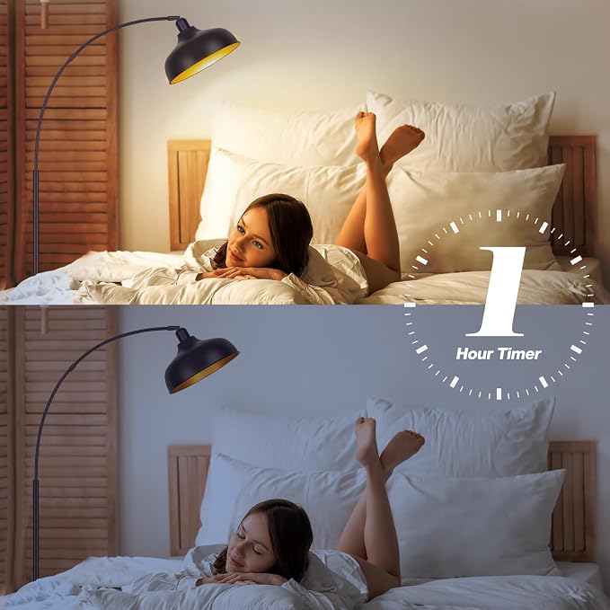 Arc Floor Lamps Bronze, Standing Lamps for Living Room Reading Lamps 70” | Arch Floor Lamp with Remote Control, Foot Switch, Metal Shade, Stepless Dimmable LED Bulb, Brown Floor Tall Lamp for Bedroom