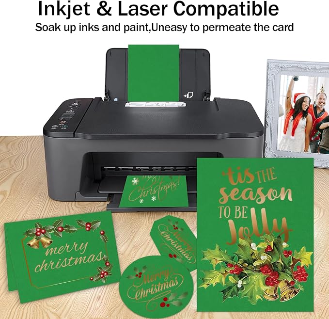 100 Sheets Green Cardstock 8.5 x 11 | Goefun 80lb Green Card Stock Thick Printer Paper for Christmas Cards Making, Invitations and Craft