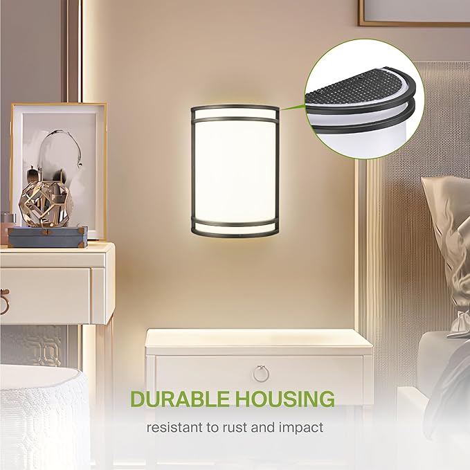 ASD Indoor LED Wall Sconce Lights - 10 Inch 15W Black Modern LED Wall Sconces Hardwired - ETL Dimmable 3000K 4000K 5000K Adjustable Sconce Light Fixture for Bedroom, Hallway, 4 Pack