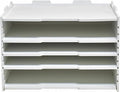 YFS 4 Tier Adjustable Shelves Office Desk Organizer,Wooden Desk File Organizer, Letter Tray, Document Letter Mail Tray Sorter, White/Black (White-4tray(with 3 Adjustable Shelves))
