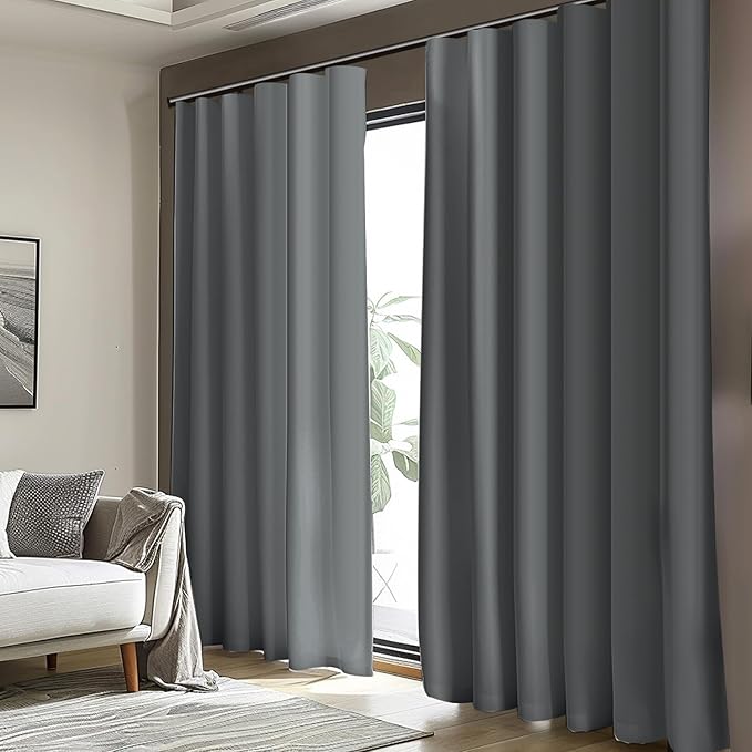 Cbsroro Room Divider Blackout Curtain Track Curtains Wall Dividers Panels Screen for Living Rooms Bedroom Office Privacy Partition Separation, W180 × L120 Inch,1 Panel, Light Grey