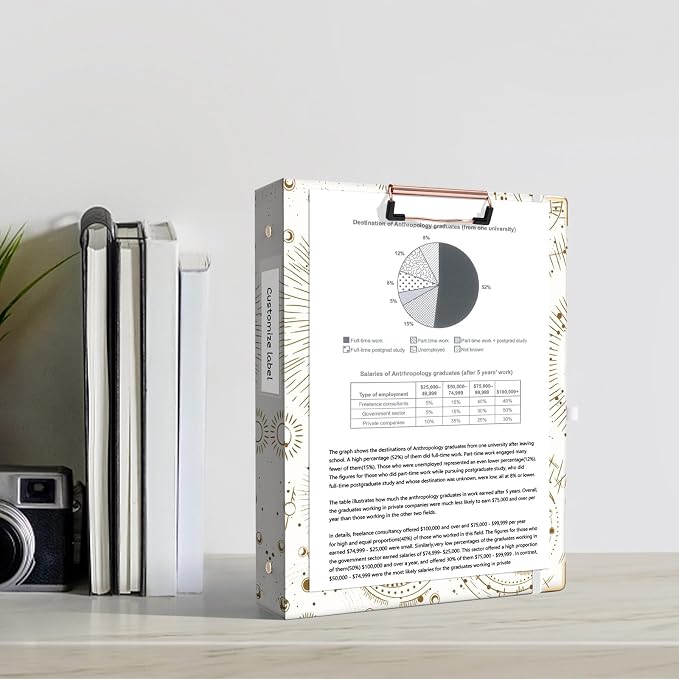 Ospelelf 3 Ring Binder, 1 Inch, Cute Letter Size (11" x 8.5") with 5 Tab Dividers, File Folder Labels and Low Profile Clipboards, Tarot Cards Binder for School and Office Supplies