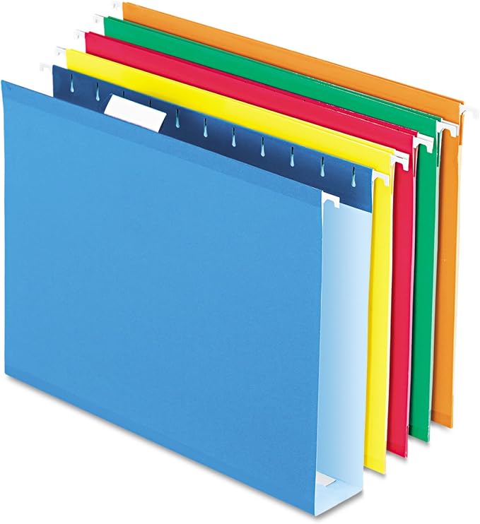 Pendaflex Extra Capacity Hanging File Folders, Letter Size, Reinforced, 2 Inch Expansion, Assorted Colors, 25 Per Box (4152X2 ASST)