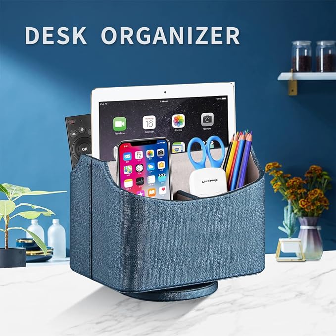 360° Rotatable Remote Control Holder,TV Remote Caddy for Nightstand Table | Swivel Bedside Table Desktop Storage Box Organizer for Pen,Office Supplies,Desk Accessories and Decorations for Living Room