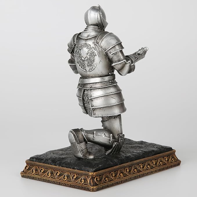 Grace4Joy Knight Pen Holder - 7 Inch Cool Pen Holder Office Desk Accessories, Hand Painted Unique Medieval Office Gifts for Men