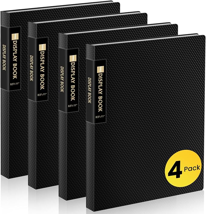 Sooez 4 Pack Binder with Plastic Sleeves 18Pocket, Displays 36 Pages 8.5x11 | Presentation Folders with Clear Sheet Protectors, Art Portfolio Binder for Certificate & Office Project, Document Organizer
