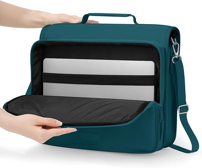 SUNEE Zipper Binder 3 Ring 2-Inch in Dark Teal-Green Features a Shoulder Strap, 13 Inch Laptop Pocket, with Multiple Storage Pockets. Ideal Organizer for Middle School Students