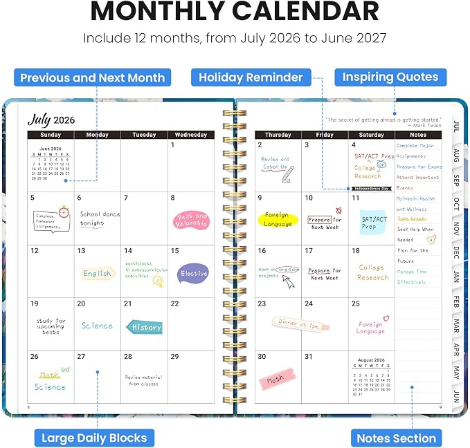 ZOTIA Planner 2026-2027, Jul 2026-Jun 2027 Weekly & Monthly Calendar