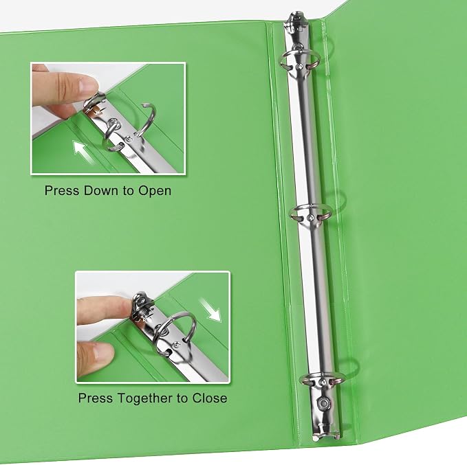 COMIX Sturdy Standard 1 Inch 3 Ring Binder with Clear View Cover | 1"Round Ring,PVC-Free Board,Holds 200 Letter Sheets,Morandi Multicolor for Students & Office,6 Pack (Sea Green)