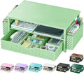 Spacrea Desk Organizer and Accessories, Computer Monitor Stand Riser with Drawer and 2 Pen Holders, Office Desk Accessories & Workspace Organizers for Office Supplies (Sage Green)