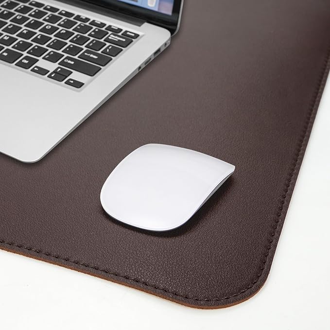 AFIING Leather Desk Pad Protector, Large Desk Mat with Natural Cork & PU Leather, Mouse Pad, Non-Slip, Waterproof Desk Writing Pad for Office and Home (Coffee)
