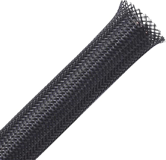 100ft - 1/2 inch PET Expandable Braided Sleeving – Black – Alex Tech Braided Cable Sleeve