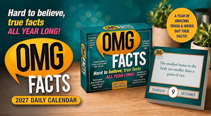 OMG Facts 2027 Daily Desk Calendar: Boxed Page-a-Day Trivia Calendar with Day-to-Day Hard-to-Believe Facts, Weird Truths & Bizarre Realities