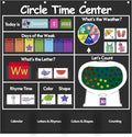 Auchq Circle Time Learning Center Pocket Chart, Heavy-Duty Kids Calendar for Classroom, Educational Pocket Chart Learning Calendar Weather Letter Counting Rhyme Color Shape(Black)