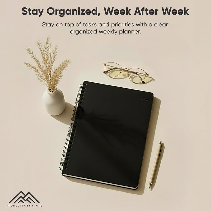 2026 Planner. 8.5" x 11" Spiral-Bound Weekly, Monthly and Daily Planner - Organize All 52 Weeks - Increase Productivity and Get Organized - Productivity Store (Black)