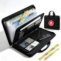 Fireproof Accordion File Organizer Bag A4 13 Pockets Black | Expandable Document Folder, With Handle, Portable, Fire Resistant