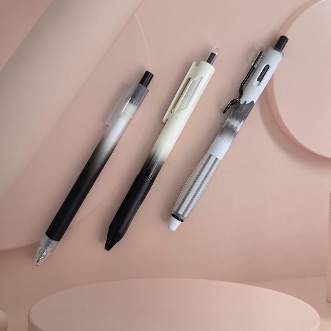 Fengtaiyuan Retractable Gel Pens, 0.5mm Fine Point Black Ink, Quick Dry No Smudge Gel Pens with Comfort Grip, Smooth Writing for School Office Note Taking, 6 Pack