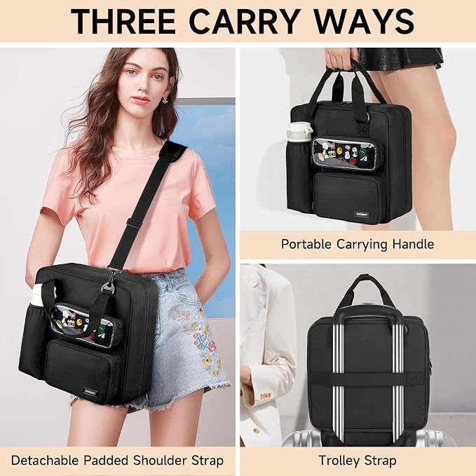Zipper Binder 3 Ring with Ita Window,700 Sheets Capacity, Binder 3 Inch with Shoulder Strap Fits 13 Inch Laptop for School and Office,Black