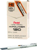 Pentel Premium Hi-Polymer Lead, 0.5mm, Fine, HB, 12 Pieces/Tube, Box of 12 (C525-HB)