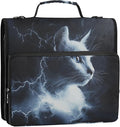 Storm Thunder Cat 3 Ring Zipper Binder with Handle 1.5 inch Binder Organizer Bag, Multi Pockets Office File Folder Bag with Shoulder Strap 500 Sheet Capacity