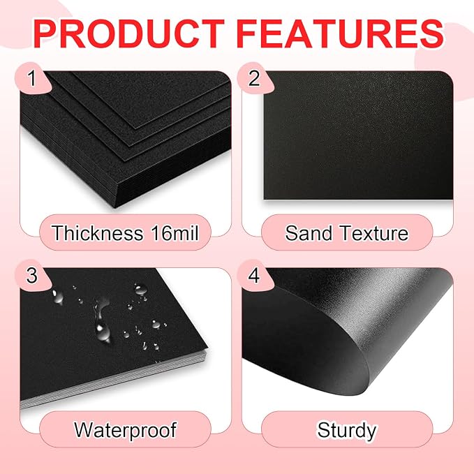 HOUYEE 100 Pack 16mil Binding Presentation Covers, Sand Texture, Black | Plastic Back Binding Polycovers, 8.5x11 Inch Letter Size, Square Corners,Un-Punched, Office & School Supplies