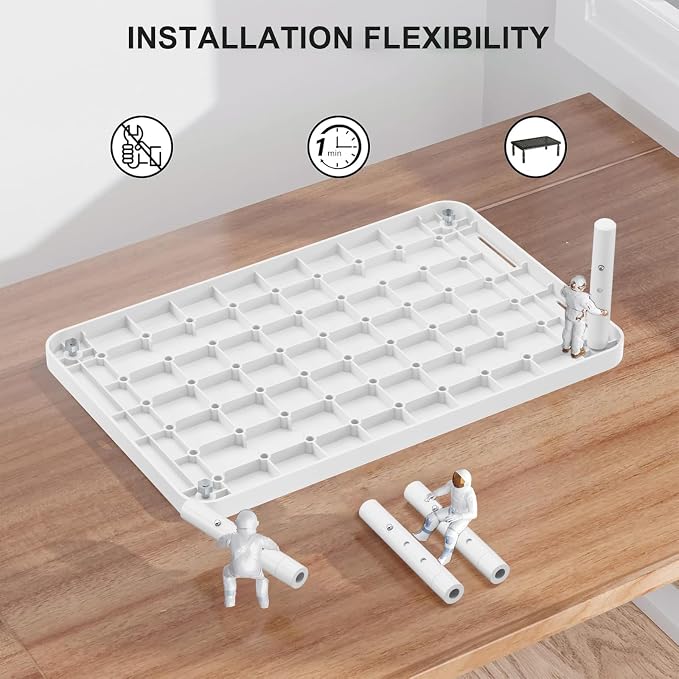 WALI Computer Monitor Stand for Desk, Adjustable Laptop Riser, up to 44 lbs | Desk Monitor Riser Underneath Storage, Fits Notebook, Laptops, Printers, for Home, Office, School (PTT001-W),1 Pack,White