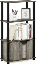 Furinno Go Green 4-Tier Storage Shelves, Book Shelf, French Oak | Open Shelf and Closed Storage, Bookcase, Display Shelf, for Organization and Storage, Living Room, Garage, Home Office