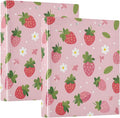 Daisy and Strawberry 3 Ring Binder 1.5 Inch Round Ring Binder Organizer with Clear View Pocket for Office Supplies-2 Pack