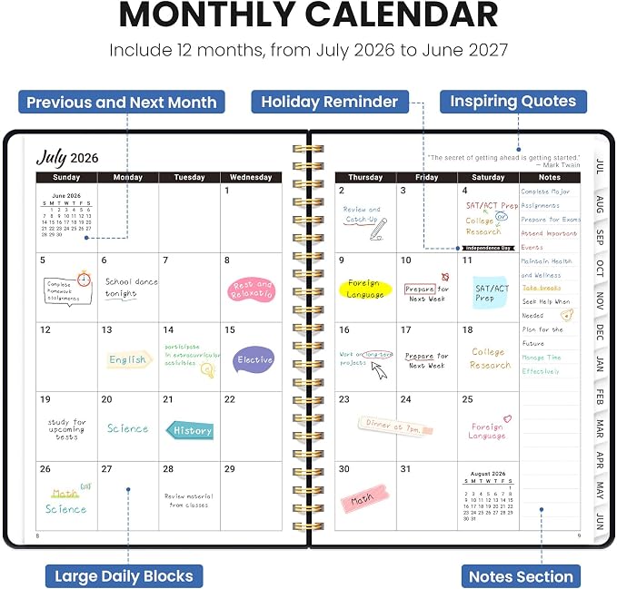 ZOTIA Planner 2026-2027 Weekly & Monthly Calendar Planner Jul 2026-Jun 2027
