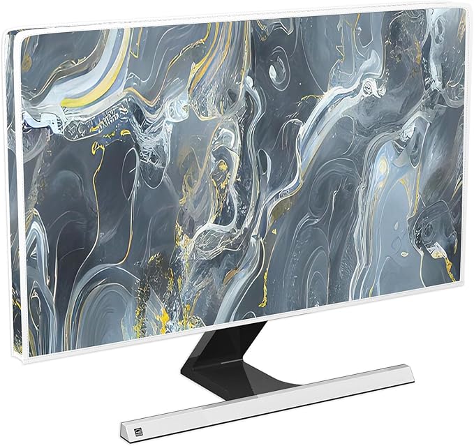 Baocicco Gray Gold Marble Waterproof 65 Inch TV Dust Cover Anti-Static Dustproof Protective Aesthetic Texture Screen TV Covers Full Body Cover for Television Screen Desktop PC LED LCD OLED