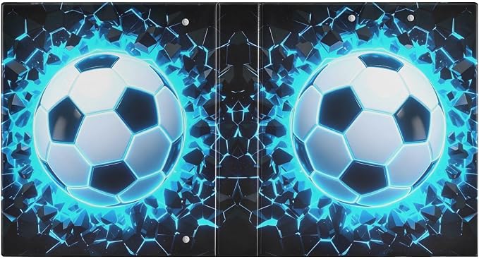 3 Ring Binder 3D Soccer Football Blue 1.5" Round Ring Binders View Binder with 200 Sheet for Kids School Supplies Women Men Office, 1 Pack