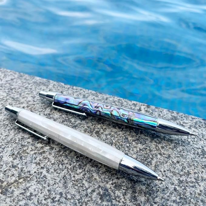 LACHIEVA LUX Abalone Shell Mechanical Pencil 0.7mm, Luxury Metal Pencil for Drawing and Sketching, Includes 12 Lead Refills