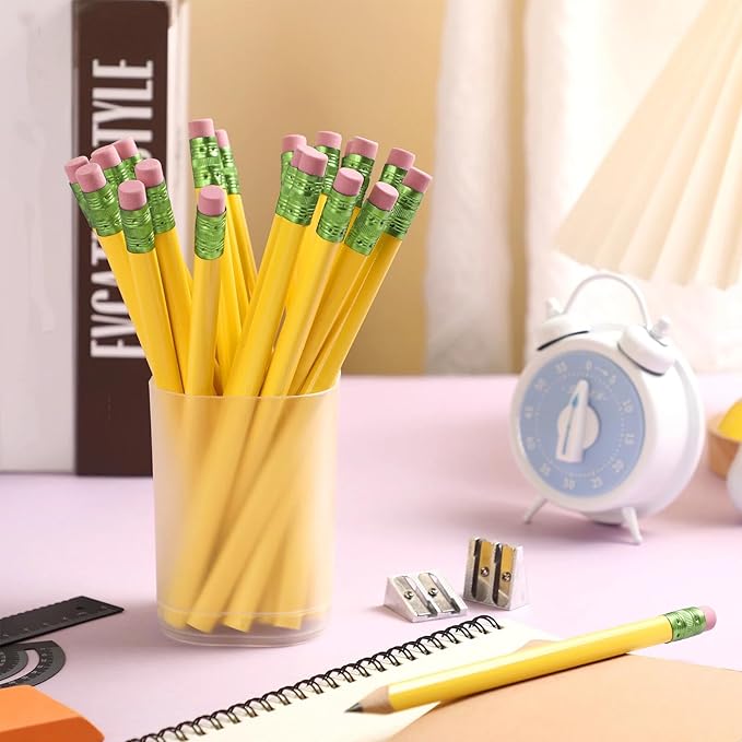Fainne 48 Pcs Large Pencils 3 Sharpeners,Yellow+green,Triangle