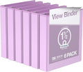 Pack of 6 Premium View Binders, Ring Binders with Clear-View Cover and Interior Pockets, Pastel Color Options, 1.5 Inch, Lavender
