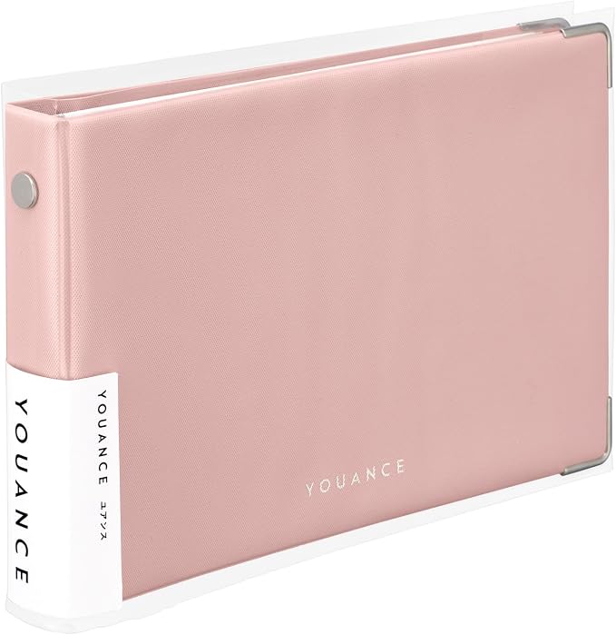 Maruman YOUANCE 5-Ring Binder, Holds 60 Sheets, Mini 3.8"x6", Light Pink | Durable Vinyl Cover, Storage Pocket, Includes 5 Colored 3mm Graph Paper Sheets & Clear Sheet Protector, Made in Japan