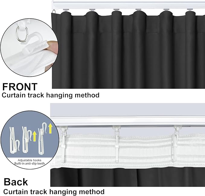 Cbsroro Room Divider Blackout Curtain Track Curtains Wall Dividers Panels Screen for Living Rooms Bedroom Office Privacy Partition Separation, W150 × L108 Inch,1 Panel, Black